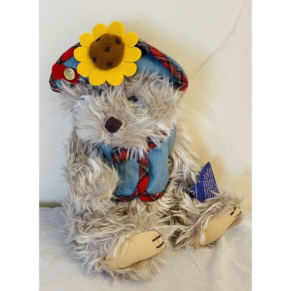 VTG 1996  Pickford Brass Button Bear Blossom Stuffed Animal w/ Outfit & Hat - Picture 4 of 9